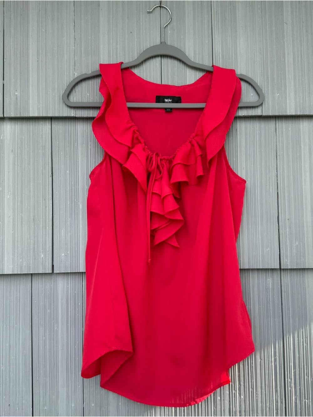 mossimo red ruffle tank top blouse, flowy lightweight sleeveless tunic, size XL